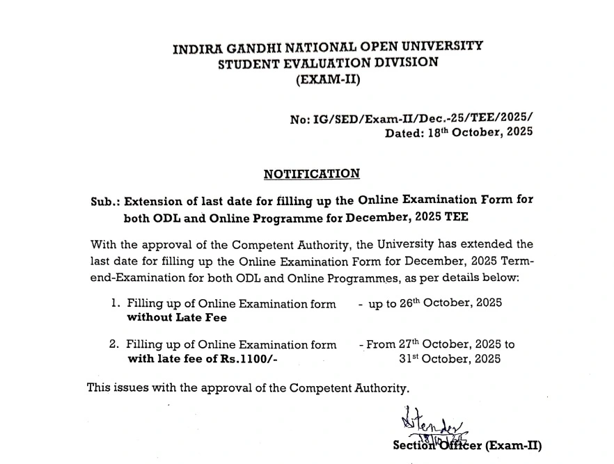 IGNOU TEE December 2025